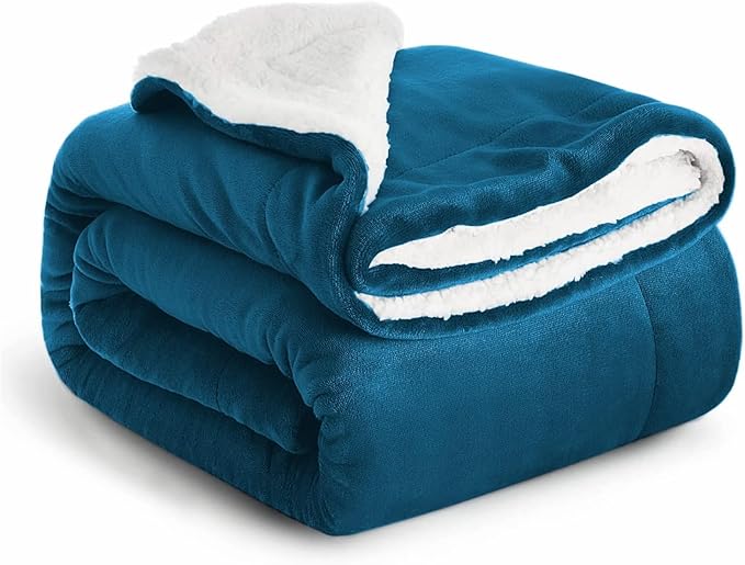 IR Imperial Rooms Sherpa Fleece Throw Blanket for Couch - Soft and Fuzzy Teal Blanket for Winter - Reversible Thick and Warm Fluffy Throw Blankets for Bed, Sofa, Camping and Travel, 50x60 Inches