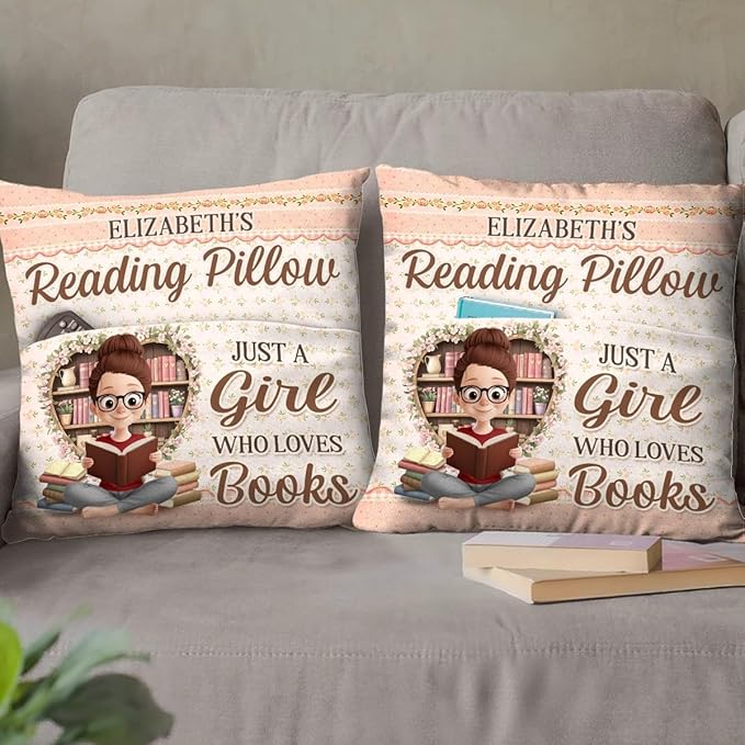 Pawfect House Custom Pocket Pillow (Insert Included), Personalized Bookish Gifts for Book Lovers, Bookworms, Readers, Chapters of Happiness, Throw Pillows for Book Lovers Gifts, Bedroom Decoration