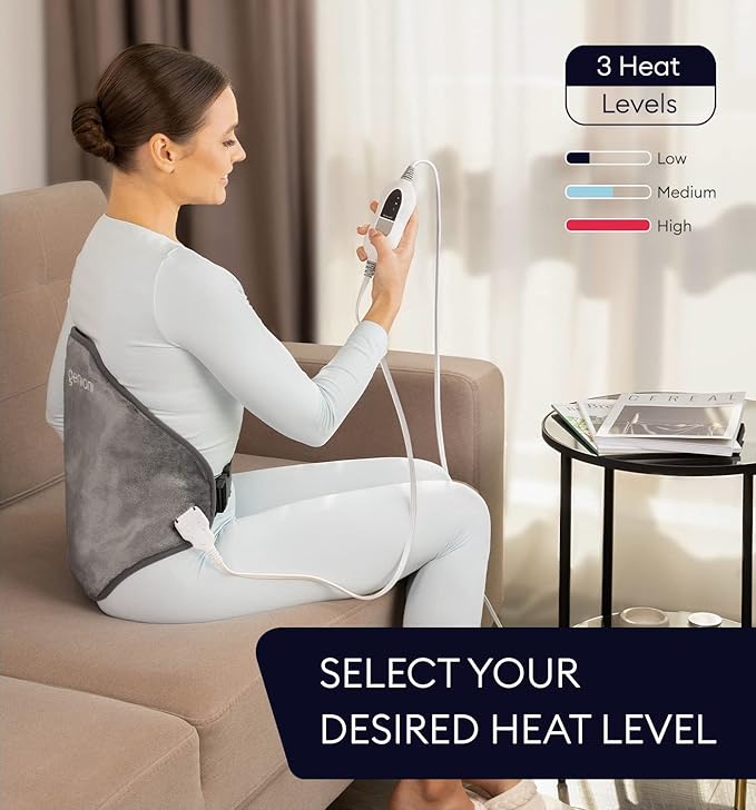 GENIANI XL Electric Heating Pad for Back Pain & Cramps Relief, 15"x24" Electric Throw with Auto Shut-Off, Adjustable Strap, Soft Fabric, Ideal for Lower Back & Stomach – Gift for Women & Men