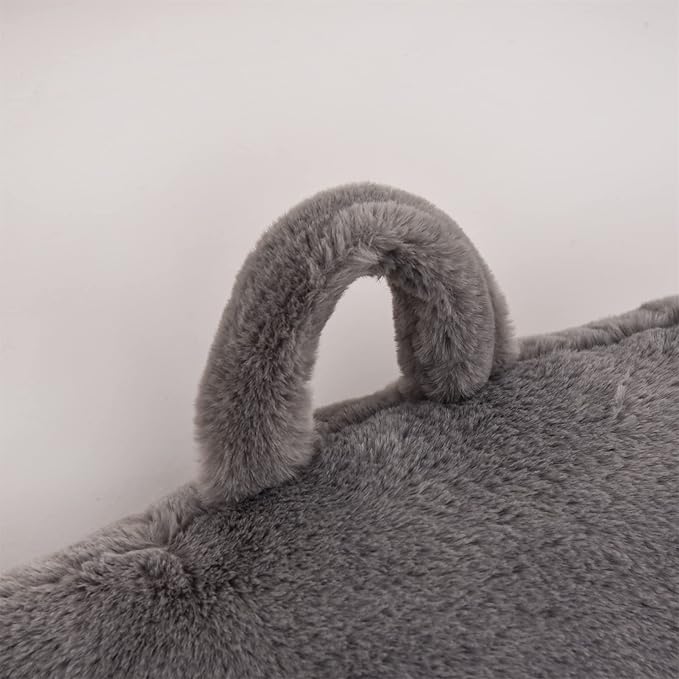 A Nice Night Faux Fur Reading Pillow Bed Wedge Large Adult Children Backrest with Arms Back Support for Sitting Up in Bed / Couch for Bedrest,Gray (Standard)