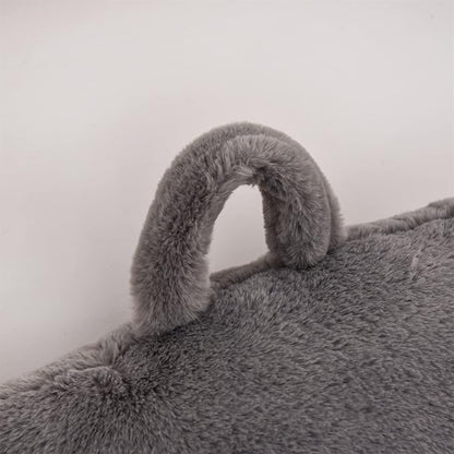 A Nice Night Faux Fur Reading Pillow Bed Wedge Large Adult Children Backrest with Arms Back Support for Sitting Up in Bed / Couch for Bedrest,Gray (Standard)