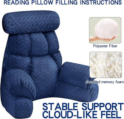 FXXUDVNIIN Back Pillow for Bed Sitting Up – Reading Pillow with 9.4" Armrest, Bed Pillow for Sitting Up & TV Pillows for Relaxing, Floor Pillow, Back Support Pillow for Adults