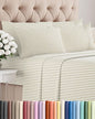 Cal King 6 Piece Sheet Set - Comfy Breathable & Cooling - Soft Hotel Luxury Bedding Set w/ 8-16 Inch Deep Pockets - 1 Flat & 1 Fitted Sheet & 4 Pillowcases - Wrinkle Free & Easy Care - Beige Stripes 2