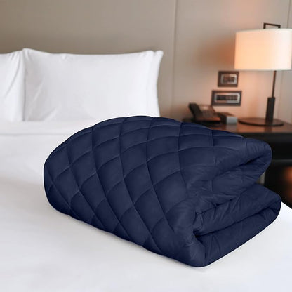 Utopia Bedding Quilted Fitted Mattress Pad, Twin Size, Elastic Fitted Mattress Topper Protector and Cover with Deep Pocket Stretches up to 16 Inches, Machine Washable (Navy)