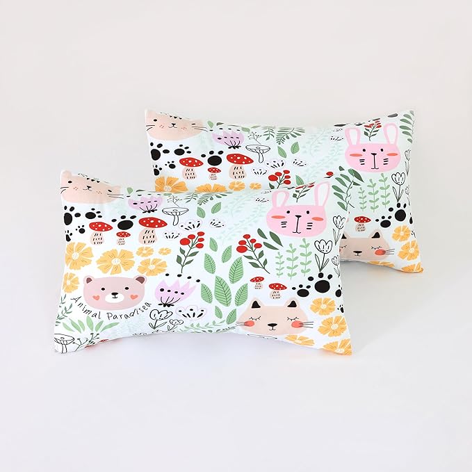 Cat Sheets Set: Floral Cat Bedding Set Full/Queen Size for Girls Teens Women Bedroom Flower Bed - 1 Flat Sheet, 1 Fitted Sheet, 2 Pillowcases