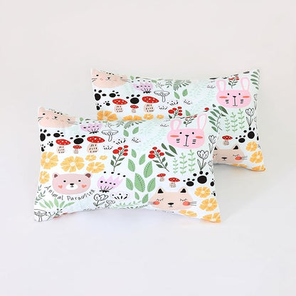 Cat Sheets Set: Floral Cat Bedding Set Full/Queen Size for Girls Teens Women Bedroom Flower Bed - 1 Flat Sheet, 1 Fitted Sheet, 2 Pillowcases