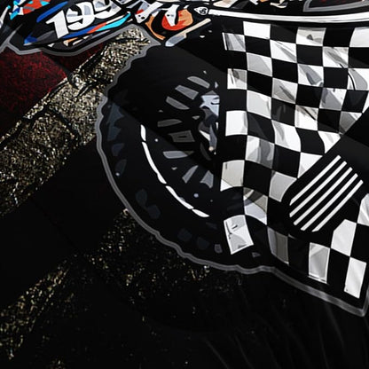 Dirt Bike Comforter Set Retro American Flag Black and White Checkered Comforter Sets Quilt with 1 Comforter and 2 Pillowcases for Kids Boys Bedroom All Season（Dirt Bike-3 Queen）