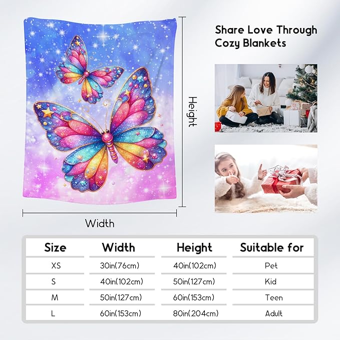 Kids Blanket Butterfly Gifts for Girls Toddler - Cute Flannel Throws for Daughter Bedroom (30"x40")