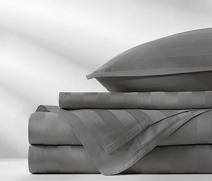 Pure Bamboo California King Sheets, Genuine 100% Organic Viscose Derived from Bamboo Bed Sheet Set, Soft & Cooling, Double Stitching, 2 Year Quality Promise (California King, Jacquard Stone)