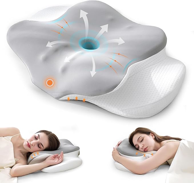 Cervical Pillow for Neck and Shoulder Pain Relief, Contour Memory Foam Ergonomic Neck Support Pillows with Washable Pillowcase for Side Back Stomach Sleepers