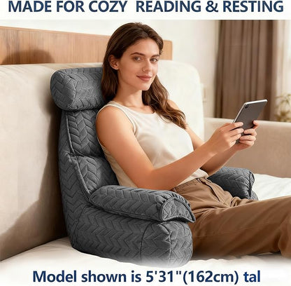 FXXUDVNIIN Back Pillow for Bed Sitting up – with 9.4" Armrests Bed Pillow for Sitting up,Inch Arms for Support, Ideal for Reading, Watching TV, Gaming, and Relaxing