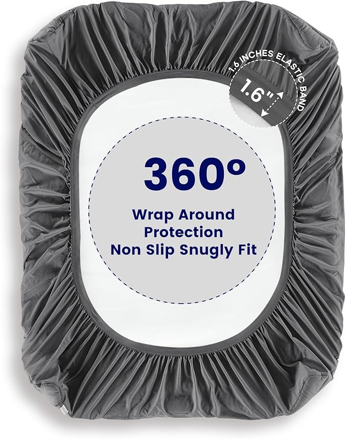 SLEEP ZONE Extra Thick Cooling Mattress Pad California King, Breathable Waterproof Mattress Pad Cover, 72 x 84 Inches (Grey, Cal King)