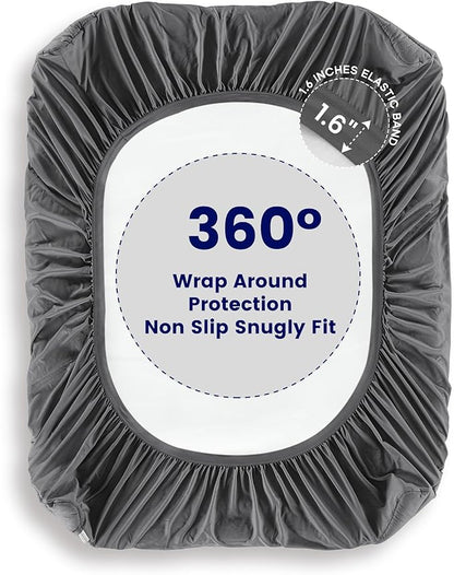 SLEEP ZONE Extra Thick Cooling Mattress Pad California King, Breathable Waterproof Mattress Pad Cover, 72 x 84 Inches (Grey, Cal King)