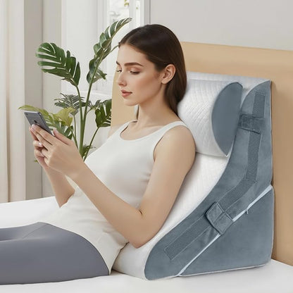 3PCS Wedge Pillow for Sleeping, 15-in-1 Orthopedic Bed Pillow Wedge Set Adjustable Memory Foam Wedge Pillow for After Surgery, Acid Reflux, Snoring, Back Pain Relief