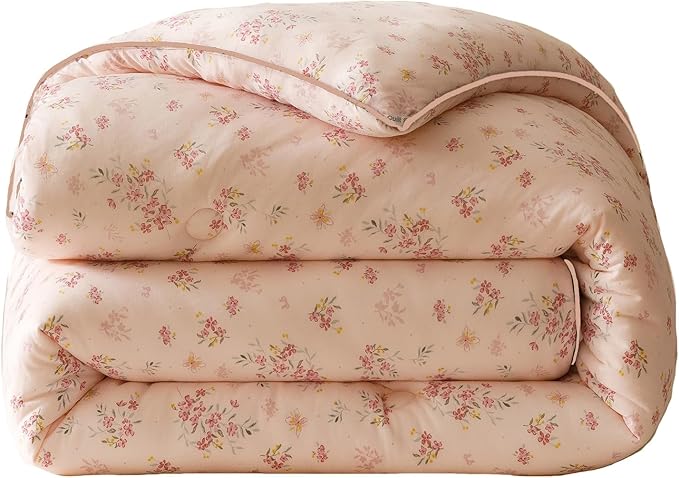 2PCS Toddler Bedding Set, Ultra Soft Marshmallow Fluffy Comforter Bed Sets for Kids Girls Infant, Cute Microfiber Lightweight Machine Washable All Seasons Bedroom (Pink Petals)