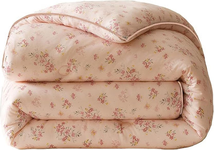 3PCS Comforter Twin Size Bed Set, Ultra Soft Marshmallow Fluffy Comforter Sets, Cute Bedding Set for Kids Girls Teen, Microfiber Lightweight All Seasons Bedroom (Pink Petals)