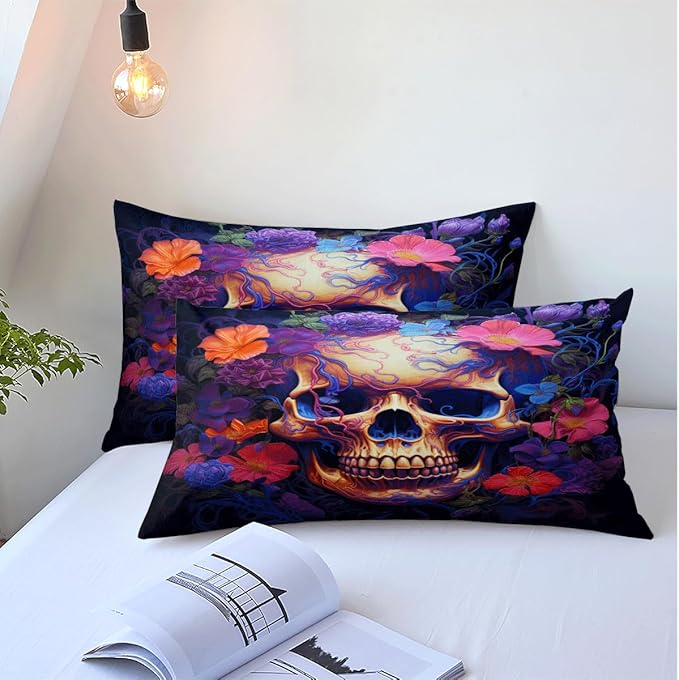 Halloween Bed Duvet Cover Sets King Set with 2 Pillowcases for Kids Girls Teens Adult Bedroom Decor