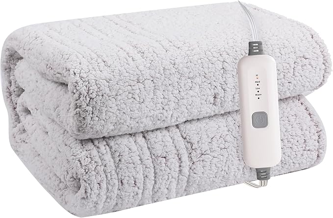 Electric Heated Blanket Sherpa 72"x84" Full Size - 4 Heat Levels, 10H Auto Shut Off, Fast Heating, Cozy and Comfortable, Warm Gifts, Machine Washable - Light Pink
