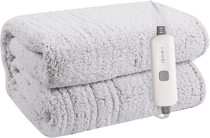 Electric Heated Blanket Sherpa 72"x84" Full Size - 4 Heat Levels, 10H Auto Shut Off, Fast Heating, Cozy and Comfortable, Warm Gifts, Machine Washable - Light Pink
