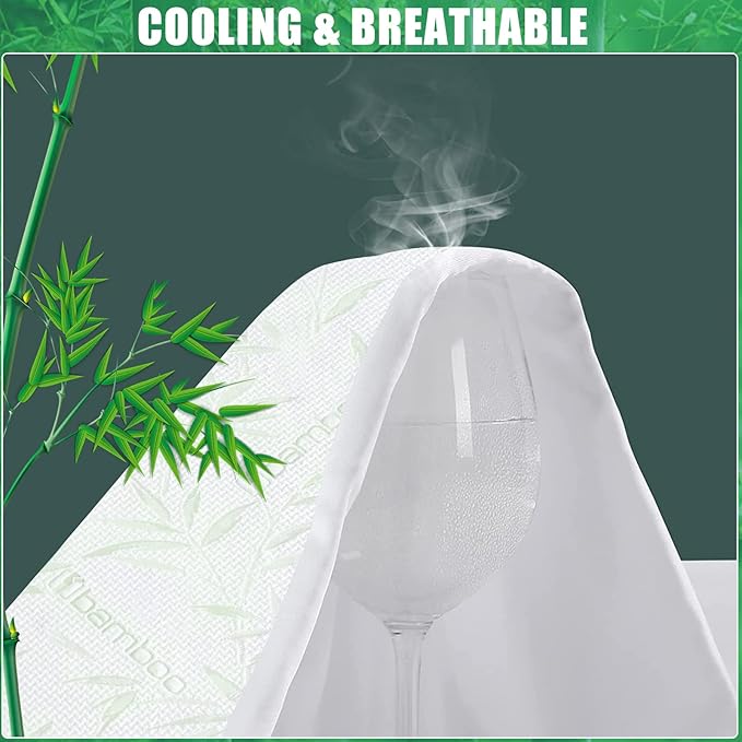 Waterproof Mattress Protector Full Size, Viscose Cooling Breathable Mattress Cover, Fitted Deep Pocket Mattress Pad Cover Stretches up to 23 Inches, Noiseless Soft Bed Cover