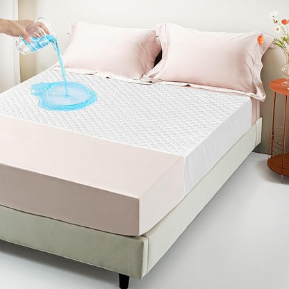 King Size Bed Pads - 34"x76" Washable Waterproof Mattress Protector Underpads, Reusable Tuckable Incontinence Pads for Adults Kids with 21" Wings