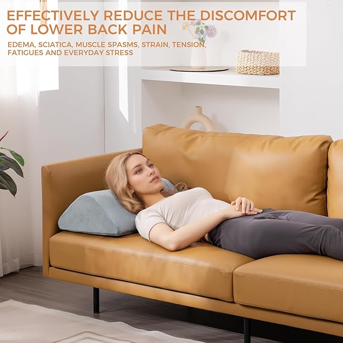Knee Wedge Pillow 6.3'' for Post-Surgery Recovery-Leg Elevation Support for Sleep Position, Alleviating Lower Back & Hip Pain Enhancing Circulation in Ankles Legs Triangle Pillow with Removable Cover