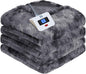 Sealy Electric Blanket Twin Size, Faux Fur & Flannel Fast Heated Blanket with 10 Heating Levels & 1-12 Hours Auto Off, Machine Washable, Grey, 62x 84 Inch