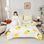 Lemon Comforter Set for Boys Girls Kids Teens,3-Pieces Yellow Fruit Print Bedding Comforter Full Size,Summer Cool Printed Quilt Set with 2 Pillowcases