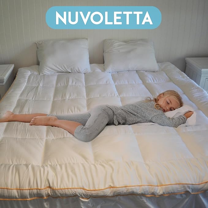 NUVOLETA King Mattress Topper, 100% Viscose derrived from Bamboo Cooling Mattress Bed Topper 400 TC Extra Thick Plush Topper with 21 inch Deep Pockets.