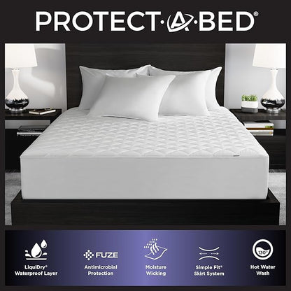 Protect-A-Bed Essential Mattress Pad King, 100% Waterproof, Dust Mite Barrier Mattress Pad, Breathable & Quiet, Antimicrobial, Fits 11"-18" Mattresses
