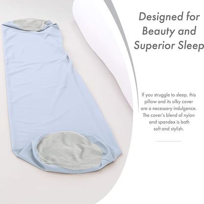 Case Only - Body Pillow Cover Stylish Silky Super Soft - 85% Spandex/ 15% Nylon, Beauty - Anti Wrinkle, Anti Aging Prevention - Breathable Pillowcase Design - Gentle on Hair Size 48 X 8, Silver Mist