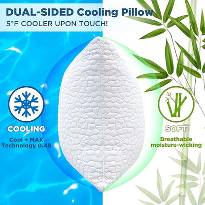 SUPA MODERN Cooling Pillows for Side Sleepers, Cool Side Sleeper Pillow for Neck Pain Relief, Luxury Shredded Memory Foam Pillows 2 Pack, Adjustable Gel Cervical Neck Pillow Queen Size Set of 2