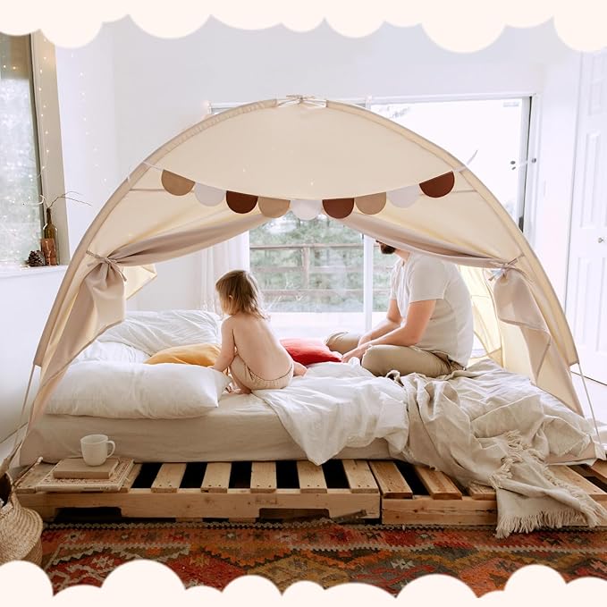 Sherilyn Full Size Bed Canopy Toddler Bed Tents for Kids Dream Tent on Bunk Bed Privacy Space Blackout Sleeping Playhouse Tents Indoor Portable Drafty House for Boys Girl Birthday Gift