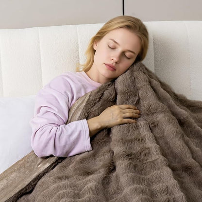 Heated Blanket Electric Queen- 84"x90" Soft Thick Bubble Electric Blanket for Sofa with 5 Heat Levels & 10 Hours Auto-Off Overheat Protection, Warm Cozy Gifts, Beige