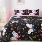 Kids Butterfly Comforter Set Full Size for Girls Black 7 Piece Bed in A Bag Colorful Flowers Leaves Bedding Set for Teens Super Soft All Season