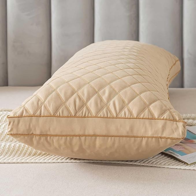 WhatsBedding Memory Foam Body Pillow for Adults, Long Pillow for Sleeping, Full Body Pillow for Bed - 20x54 inch, Dark Beige Quilted
