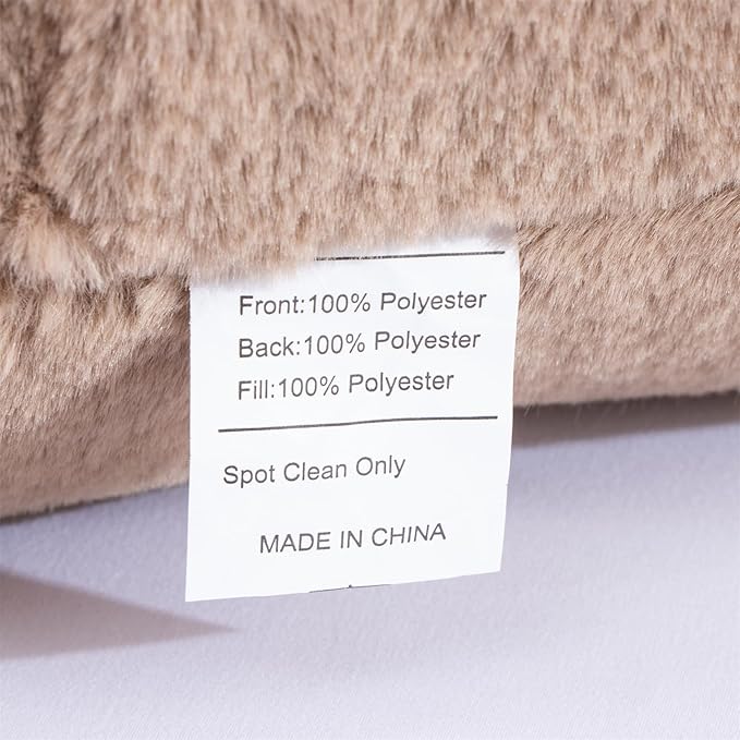 A Nice Night Faux Fur Soft Reading Pillow Bed Wedge Adult Backrest with Arms Back Support for Sitting Up in Bed/Couch for Bedrest,Khaki,Large