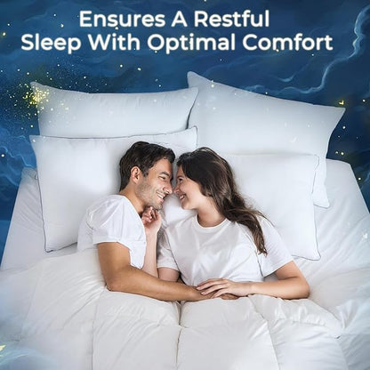 Sasttie Standard Pillows Set of 2, Full Size Bed Pillows for Side, Back, and Stomach Sleepers - Oeko-Tex Certified Supportive Down Alternative Plump Filling - Hotel Quality and Machine Washable