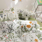 Floral Duvet Cover Queen Size Green Floral Botanical Bedding Set with Yellow Flower Kids Boys Girls Vintage Garden Style Fall Reversible Soft Breathable Microfiber Duvet Cover Set, 3 Pieces