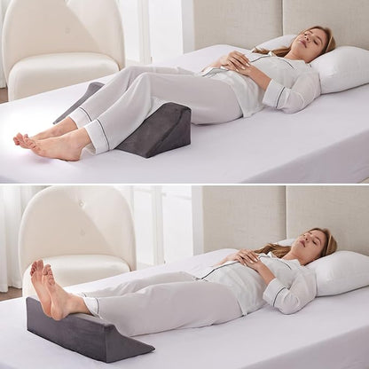 Bedluxe Wedge Pillow for Side Sleeping, Comfort Foam Back Pillow for Side Sleeper, Bed Wedges & Body Positioners for After Surgery, Pregnancy Support, Back Pain, Preventing Bedsores, Short Plush