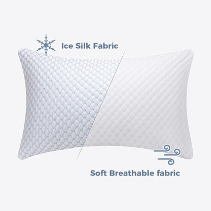 OSBED Cooling Shredded Memory Foam Pillow Standard Size - Adjustable Loft with Gel Beads & Breathable Tencel Cover for Night Sweats Relief(CertiPUR-US & Hypoallergenic & Machine Washable)