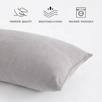 BEDSUM 2 Pack Pillows, 13"x18" Microfiber Pillow for Travel, Pet, Soft and Machine Washable Small Pillows for Neck, Wrist, and Knee Comfort, Light Grey