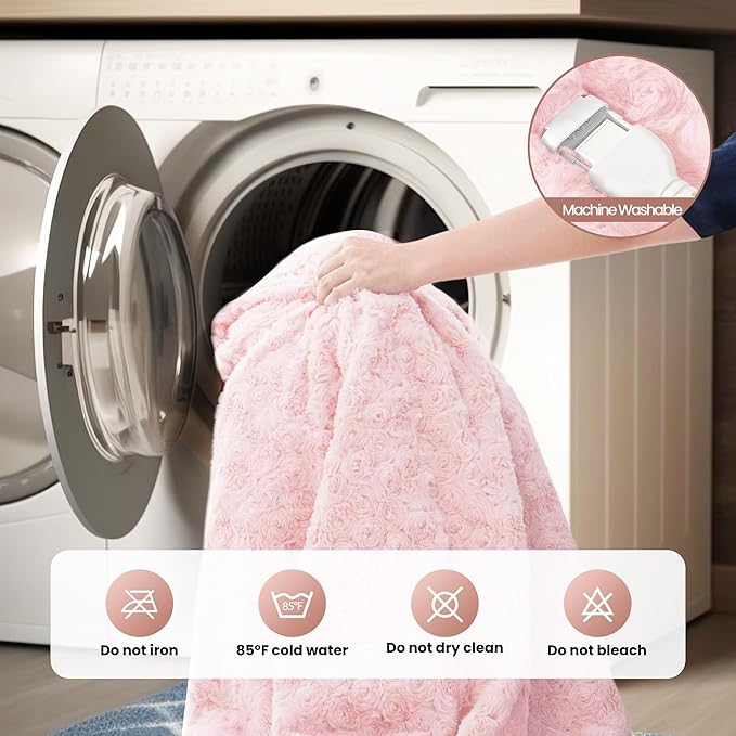 MAXEVE Heated Blanket Electric Twin Size 62"x84" Faux Rabbit Fur Sherpa Blankets with 6 Heating Sets & 12 Hours Auto Off, Warm Gifts for Grandma Wife, ETL Certification