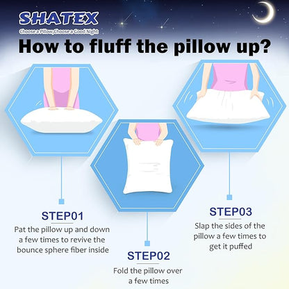Shatex Medium Firm Pillow, King Size 34 x 20 inch, Adjustable Pillow for Neck Pain Relief, Provide Strong Support for Stomach & Side Sleepers