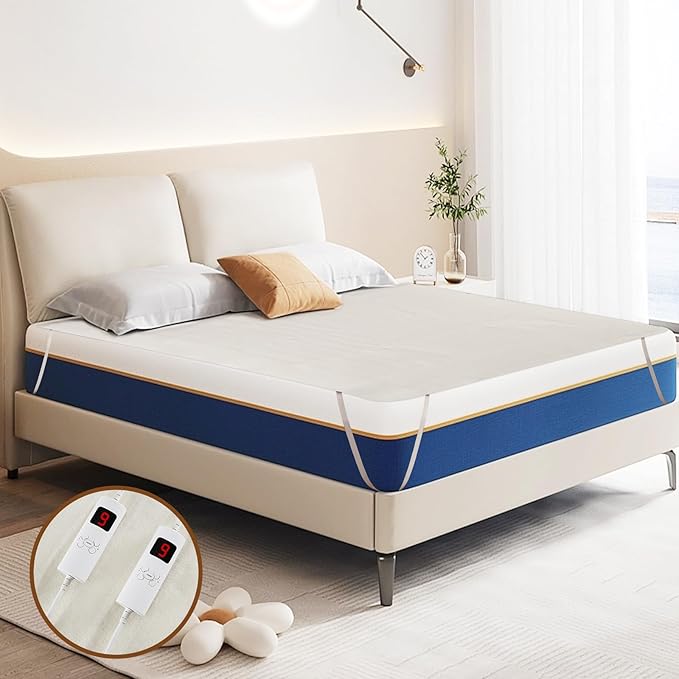 DORTALA Heated Mattress Pad Queen, Dual Control Electric Mattress Pad Bed Warmer with 9 Heat Settings & 9H Auto Shut-Off, Overheat Protection, Fit Up to 10", Machine Washable, 80" x 60", White