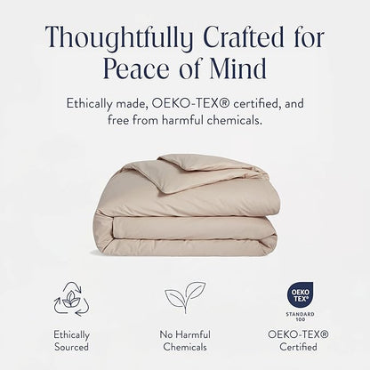 Brooklinen Luxury Percale Duvet Cover – 100% Cotton, Cool, Crisp, Extra-Long Corner Ties, Button Closure, Soft & Breathable – Machine Washable, Duvet Cover King/California King Bed Sizes (Pebble)
