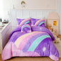 ANGIYUIN Deep Purple Girls Full Size Comforter Set Gradient Glitter Kids Bedding Sets 6 Pieces Soft Lightweight Galaxy Bed in A Bag with Sheets for Teens