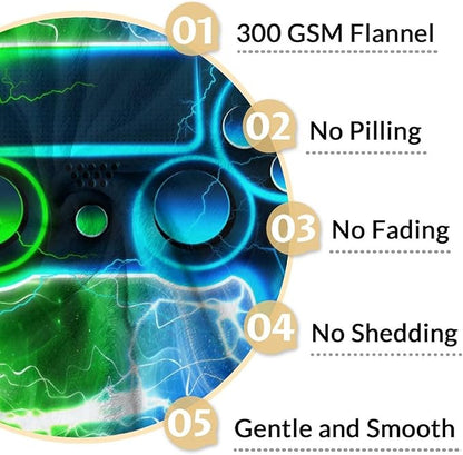 Gamer Throw Blanket - 50" x 60" Gamer Gifts for Teen Boys - Plush Flannel Throws Stuff Gaming Room Decor