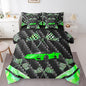 Feelyou Green Race Car 7 Piece Bedding Set Twin Size Extreme Sports Comforter Set with Sheets for Kids Teens Adult Fast and Furious Bed in a Bag Dazzling Flag Bed Set