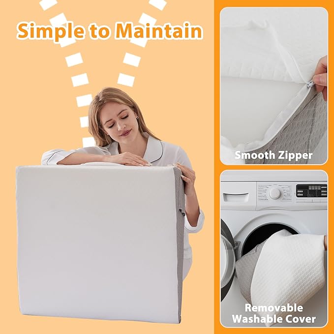 Wedge Pillow for Sleeping, 12" Bed Wedge Pillow for Headboard, Triangle Incline Wedges for Acid Reflux, Pillows Wedge for Back Pain Relief, Elevated Leg Pillows After Surgery, Snoring, White